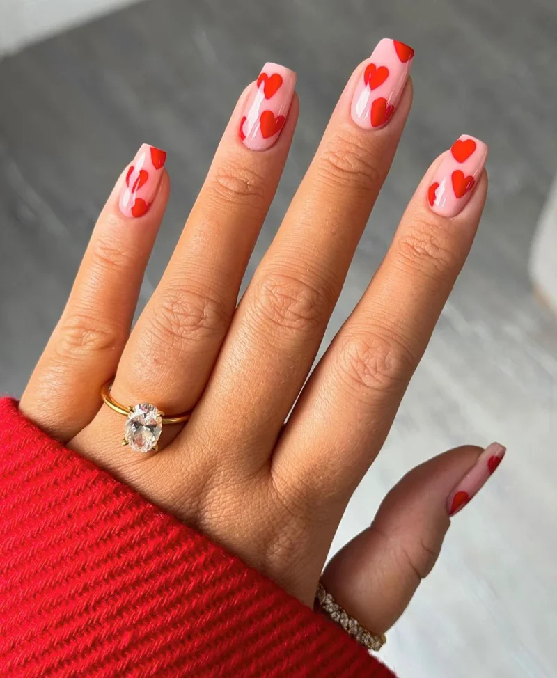 Square Valentine Nail Ideas