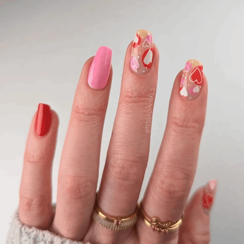 Square Valentine Nail Ideas